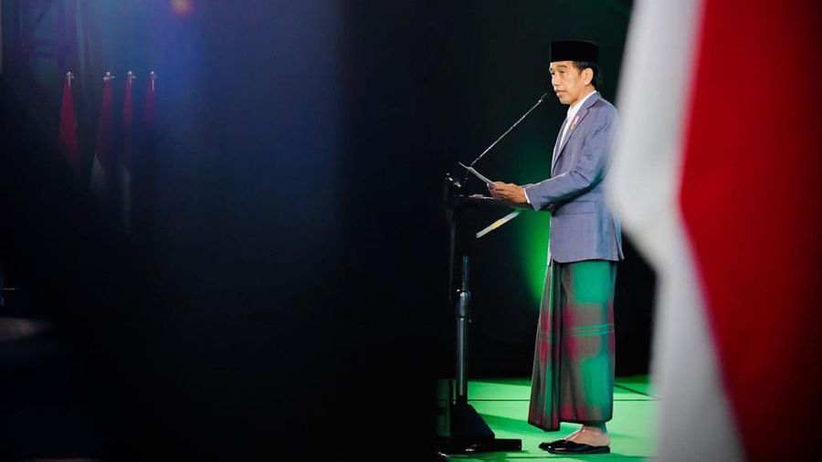 Presiden Jokowi melakukan pengukuhan pengurus besar dan harlah ke-96 Nahdlatul Ulama, Balikpapan, Senin (31/1/2022) (Dok: Biro Pers Sekretariat Presiden)