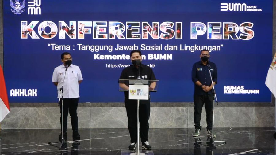 Konferensi Pers Erick Thohir (Tangkapan layar youtube Erick Thohir)