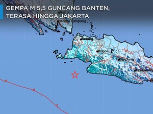 Gempa M 5,5 Guncang Banten, Terasa Hingga Jakarta