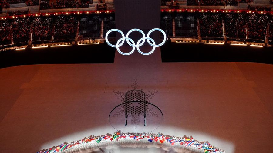 Pembukaan Olimpiade musim dingin Beijing 2022 digelar di Bird's Nest Stadium (AP/Bernat Armangue)