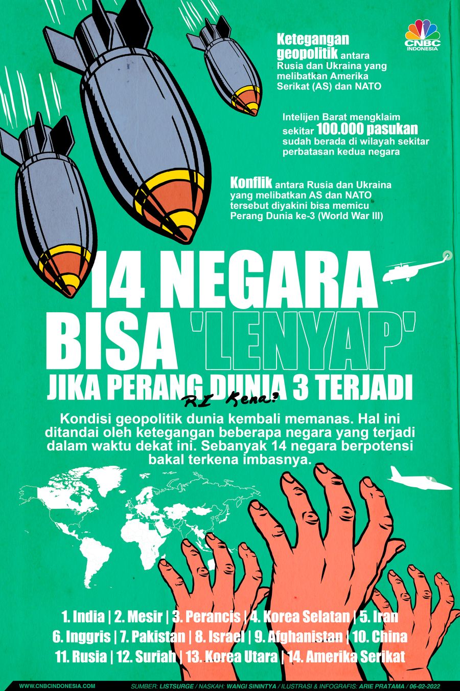 Infografis: 14 Negara Bisa 'Lenyap' Jika Perang Dunia 3 Terjadi, RI Kena? Infografis: 14 Negara Bisa 'Lenyap' Jika Perang Dunia 3 Terjadi, RI Kena?
