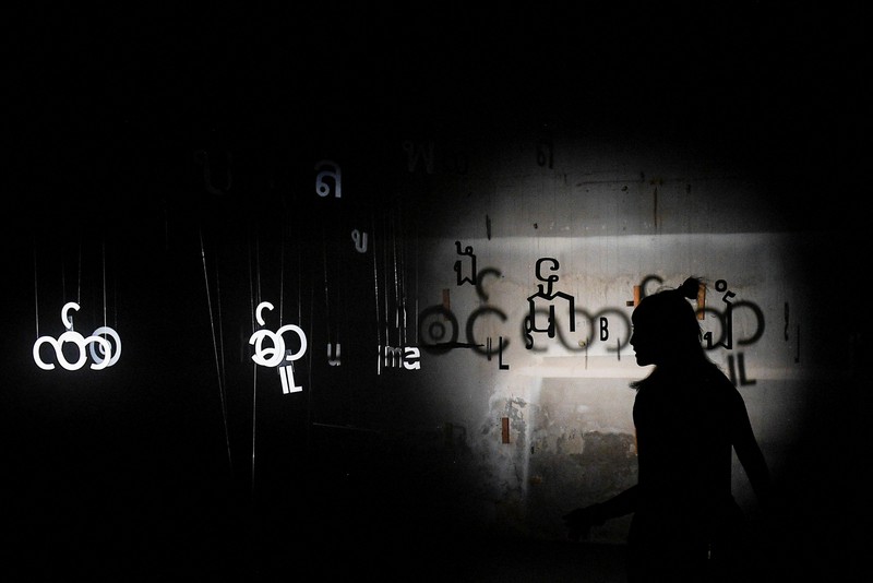 Local people visit a light installation exhibition to promote tourism at an abandoned New World department store in Bang Lamphu district, Bangkok Thailand February 6, 2022. REUTERS/Chalinee Thirasupa