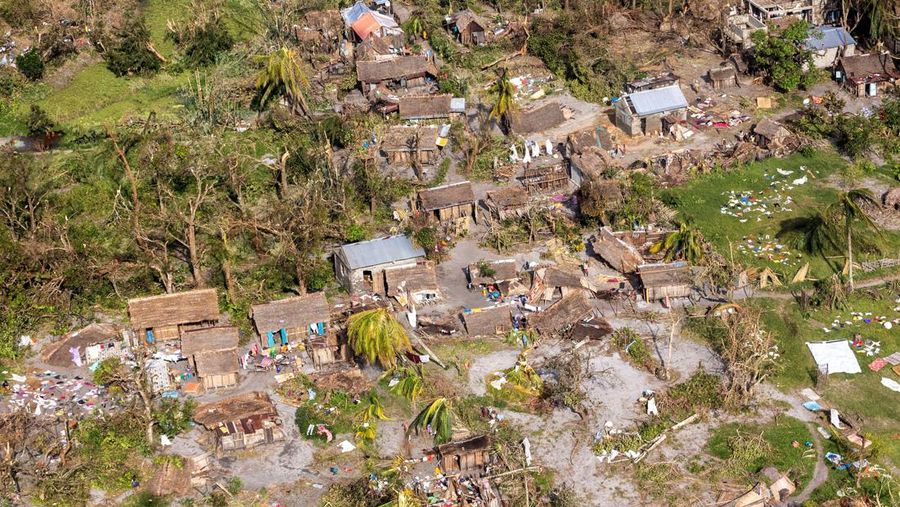 This satellite image provided by Maxar Technologies shows overview of Mananjary, Madagascar after Cyclone Batsirai, on Wednesday, Feb. 7, 2022. (Satellite image ©2022 Maxar Technologies via AP)