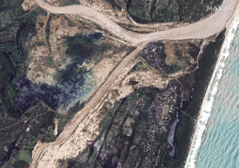 Madagascar Cyclone This satellite image provided by Maxar Technologies shows overview of Mananjary, Madagascar after Cyclone Batsirai, on Wednesday, Feb. 7, 2022. (Satellite image ©2022 Maxar Technologies via AP)