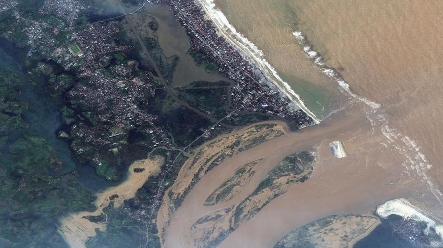 This satellite image provided by Maxar Technologies shows overview of Mananjary, Madagascar after Cyclone Batsirai, on Wednesday, Feb. 7, 2022. (Satellite image ©2022 Maxar Technologies via AP)
