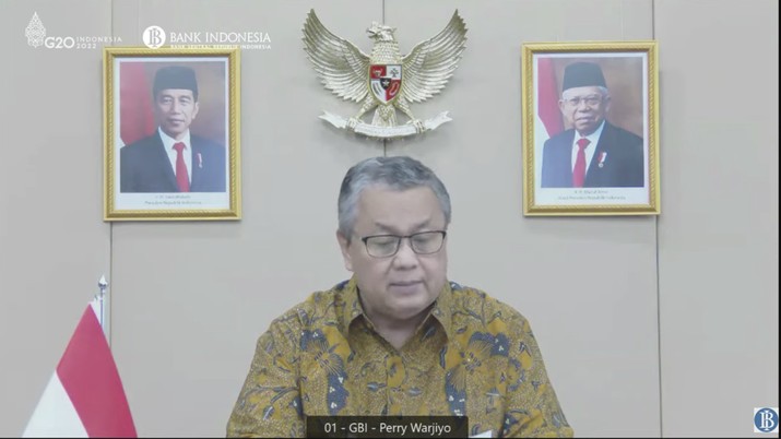 Gubernur BI Perry Warjiyo Saat Pengumuman Hasil Rapat Dewan Gubernur Bulanan Bulan Februari 2022. (Tangkapan Layar via Youtube Bank Indonesia)