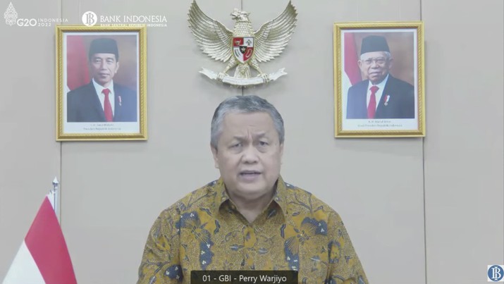 Gubernur BI Perry Warjiyo Saat Pengumuman Hasil Rapat Dewan Gubernur Bulanan Bulan Februari 2022. (Tangkapan Layar via Youtube Bank Indonesia)