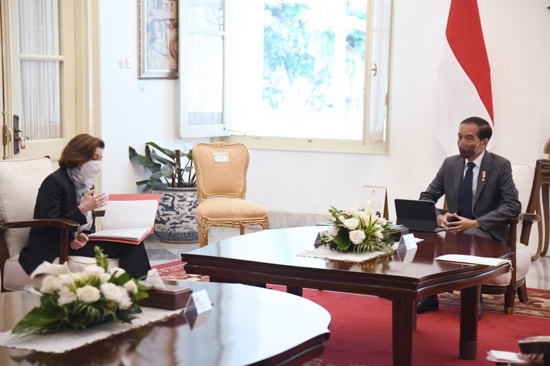Menhan Prabowo Antar Menhan Parly Bertemu Presiden Jokowi. (BPMI Setpres/Lukas)