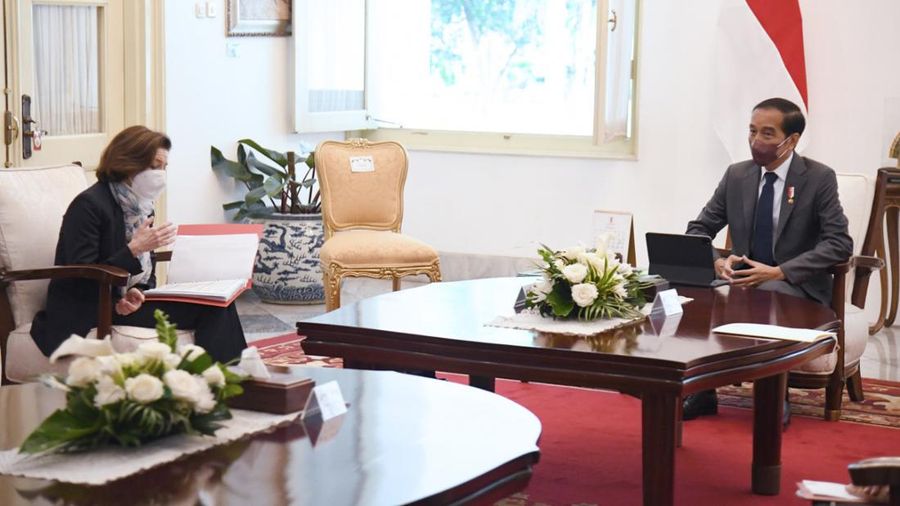Menhan Prabowo Antar Menhan Parly Bertemu Presiden Jokowi. (BPMI Setpres/Lukas)