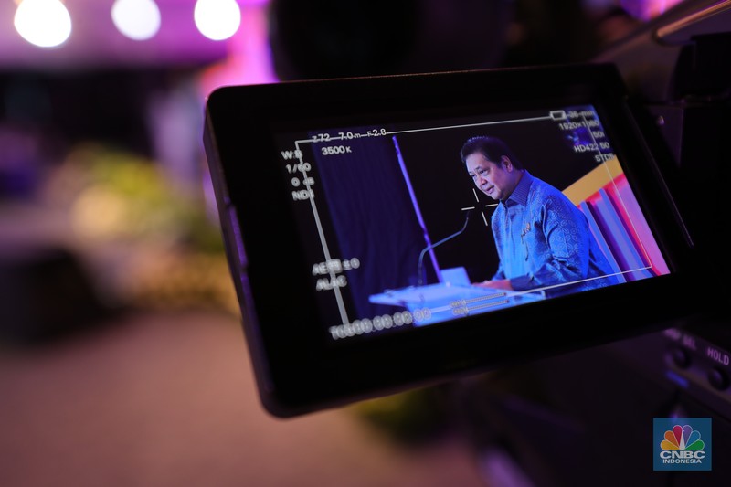 Direktur Utama Bank BRI, Sunarso di acara BRI Microfinance Outlook 2022 (CNBC Indonesia/Tri Susilo)