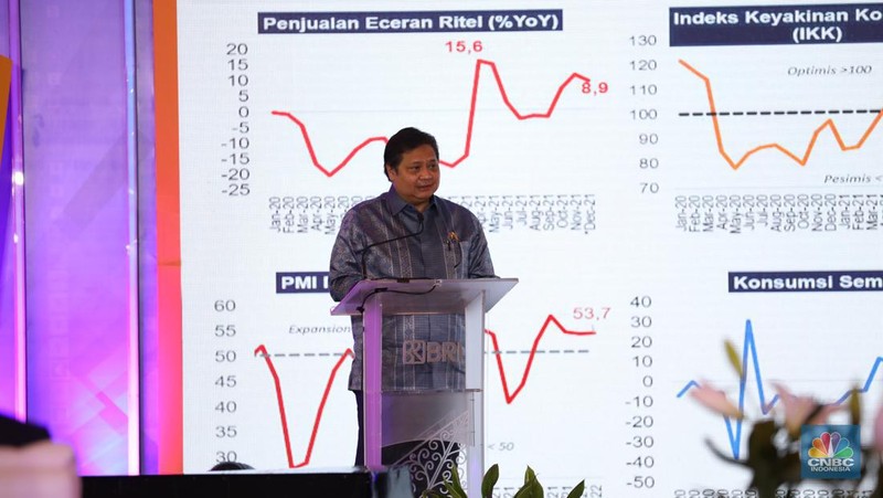 Direktur Utama Bank BRI, Sunarso di acara BRI Microfinance Outlook 2022 (CNBC Indonesia/Tri Susilo)