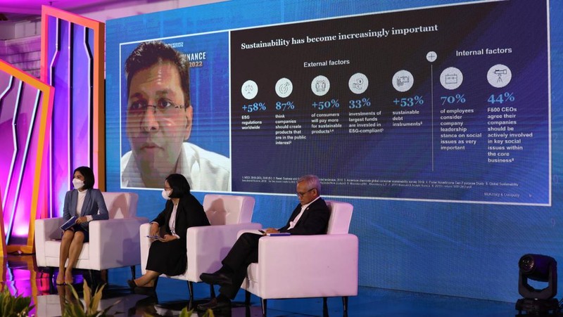 Direktur Utama Bank BRI, Sunarso di acara BRI Microfinance Outlook 2022 (CNBC Indonesia/Tri Susilo)