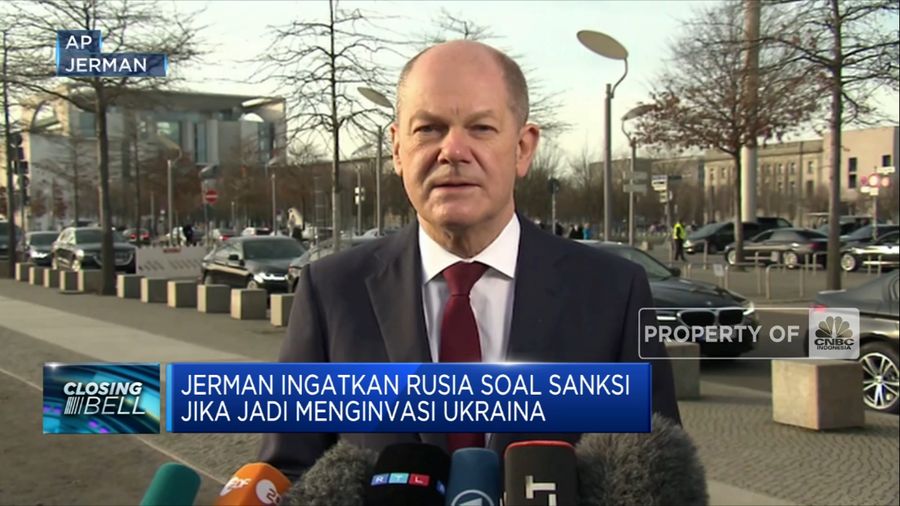 Kanselir Jerman, Olaf Scholz meminta Rusia untuk menurunkan tensi ketegangan di Eropa Timur dan mengingatkan jika Rusia benar - benar Menginvasi Ukraina, maka akan ada sanksi besar yang mengancam.