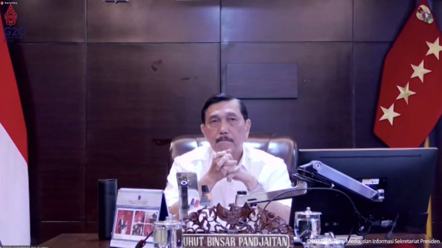 Menteri Koordinator Bidang Kemaritiman dan Investasi Luhut Binsar Pandjaitan Saat Konfrensi Pers PPKM. (tangkapan Layar Youtube Sekretariat Presiden)