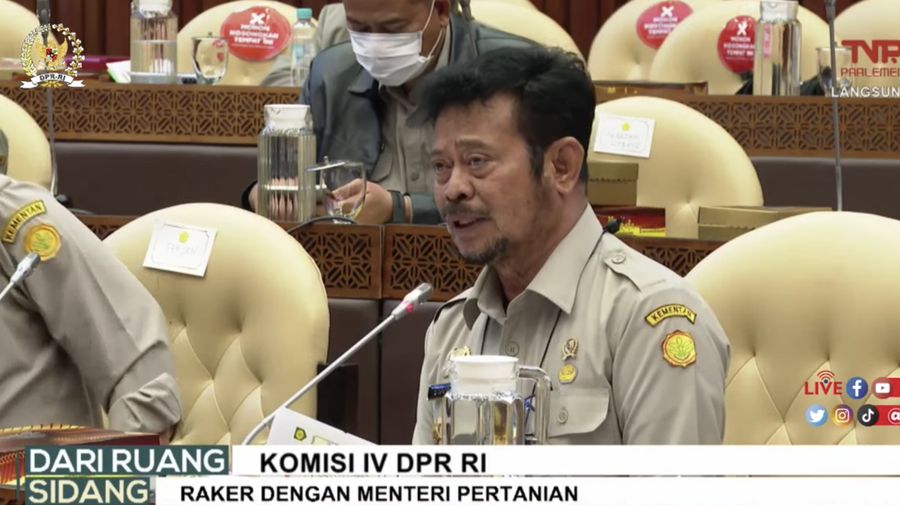 Rapat Kerja Komisi IV DPR dengan Menteri Pertanian, Syahrul Yasin Limpo (Tangkapan Layar Youtube DPR RI)