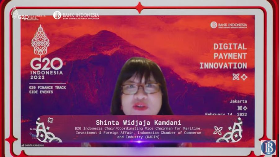 Wakil Ketua Umum Kadin yang menjadi Chair B20, Shinta Widjaja Kamdani dalam acara Casual Talks On Digital Payment Innovation Of Banking. (Tangkapan layar via Youtube Bank Indonesia)