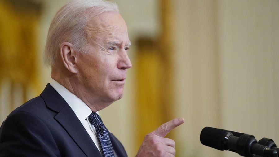 President Joe Biden speaks about Ukraine in the East Room of the White House, Tuesday, Feb. 15, 2022, in Washington. (AP Photo/Alex Brandon)