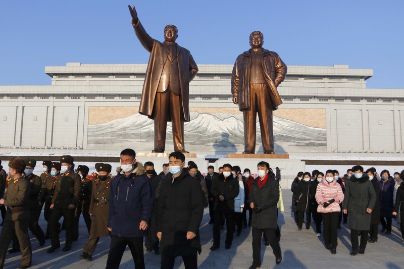 North Korea Birth Anniversary In this photo provided by the North Korean government, fireworks are shot off over Samjiyon, North Korea, Tuesday, Feb. 15, 2022, to celebrate the 80th birth anniversary of North Korea's late leader Kim Jong Il's birthday. Independent journalists were not given access to cover the event depicted in this image distributed by the North Korean government. The content of this image is as provided and cannot be independently verified. Korean language watermark on image as provided by source reads: