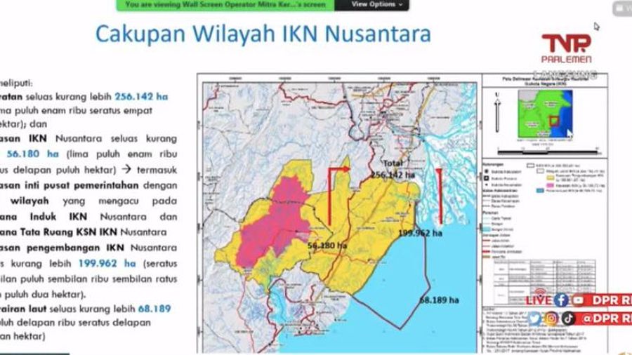 Cakupan Wilayah IKN Nusantara (Tangkapan layar Youtube Komisi IV DPR)