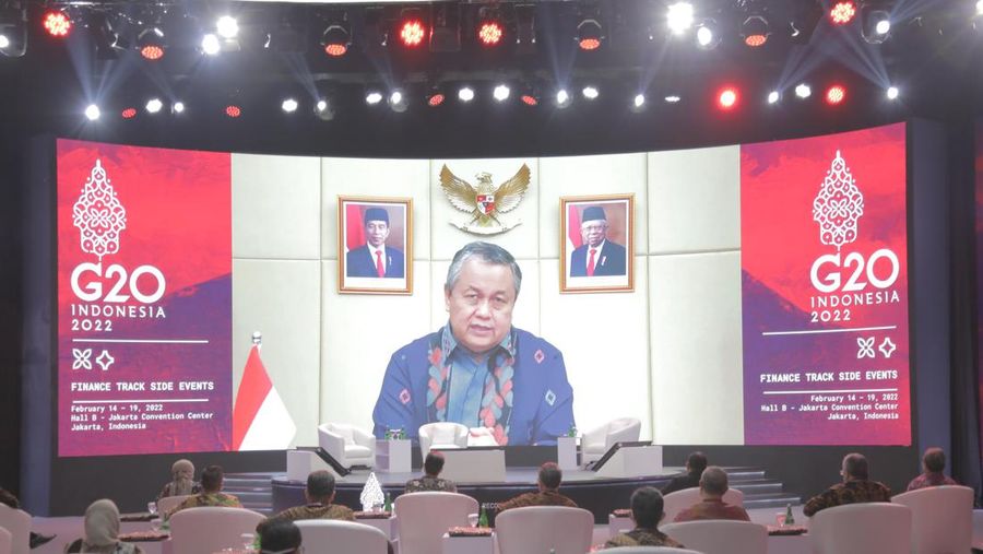 Gubernur Bank Indonesia, Perry Warjiyo dalam acara Side Event G20, Kamis (17/2/2022) (ist/Dok. Bank Indonesia)