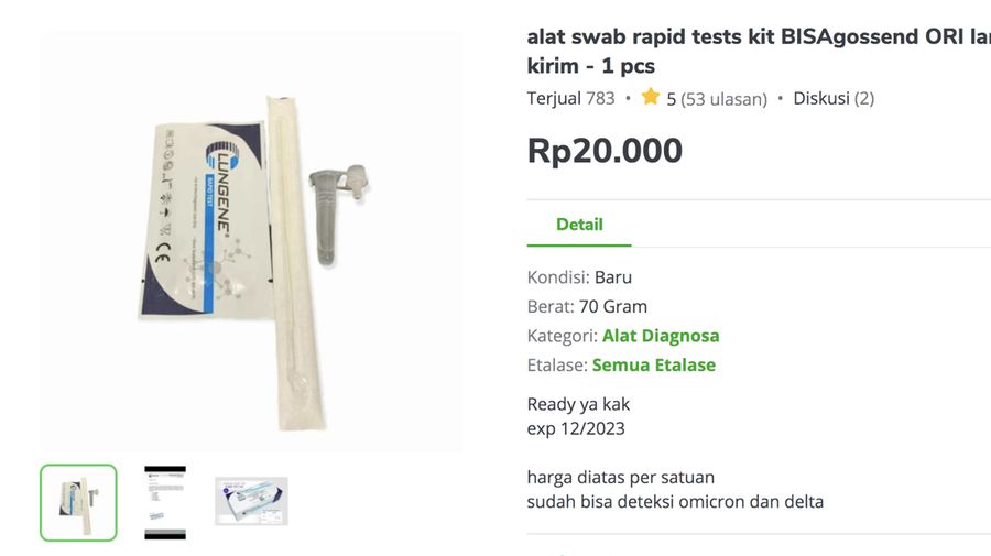 lungene swab antigen (Tangkapan layar Shopee)
