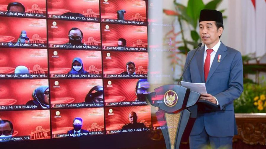 Akselerasi transformasi sistem peradilan konvensional menjadi sistem peradilan modern telah dilakukan Mahkamah Agung guna mempercepat transformasi hukum Indonesia. Untuk itu, Presiden Joko Widodo mengapresiasi langkah Mahkamah Agung dalam mempercepat pembangunan pengadilan modern. (Dok: Biro Pers Sekretariat Presiden)