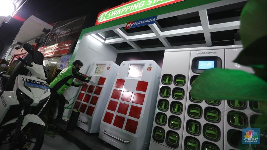 Uji coba ekosistem kendaraan listrik (CNBC Indonesia/Andrean Kristianto)