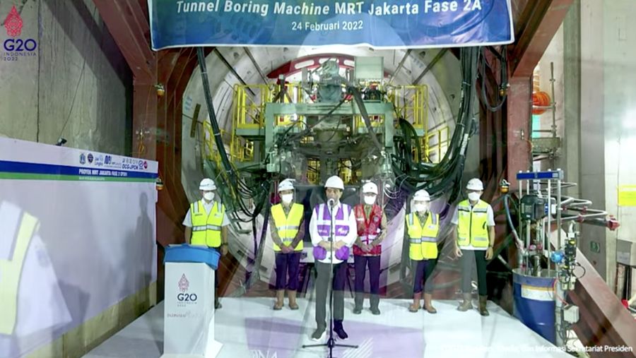 Presiden Jokowi Luncurkan Tunnel Boring Machine MRT Jakarta Fase 2A, 24 Februari 2022 (Tangkapan layar youtube Setpres RI)
