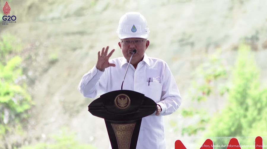 Peresmian PLTA Poso Energy 515 MW dan PLTA Malea Energy 90 MW, Kabupaten Poso,25 Februari 2022. (Tangkapan layar Youtube Setpres RI)
