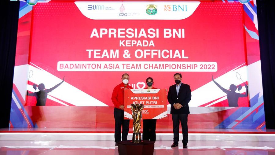 BNI memberikan apresiasi kepada Tim Bulutangkis Indonesia.