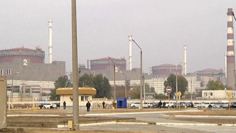 This image made from a video released by Zaporizhzhia nuclear power plant shows bright flaring object landing in grounds of the nuclear plant in Enerhodar, Ukraine Friday, March 4, 2022. Russian forces shelled Europe’s largest nuclear plant early Friday, sparking a fire as they pressed their attack on a crucial energy-producing Ukrainian city and gained ground in their bid to cut off the country from the sea. (Zaporizhzhia nuclear power plant via AP)