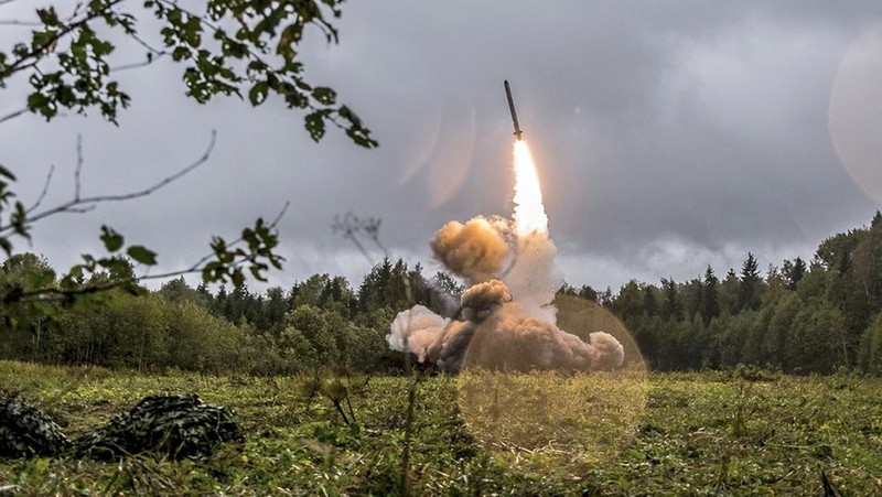 FILE - In this frame grab provided by Russian Defense Ministry press service, a long-range Kalibr cruise missile is launched by a Russian Navy ship in the eastern Mediterranean, Friday, Aug. 19, 2016. The Russian invasion of Ukraine is the largest conflict that Europe has seen since World War II, with Russia conducting a multi-pronged offensive across the country. The Russian military has pummeled wide areas in Ukraine with air strikes and has conducted massive rocket and artillery bombardment resulting in massive casualties. (Russian Defense Ministry Press Service photo via AP, File)