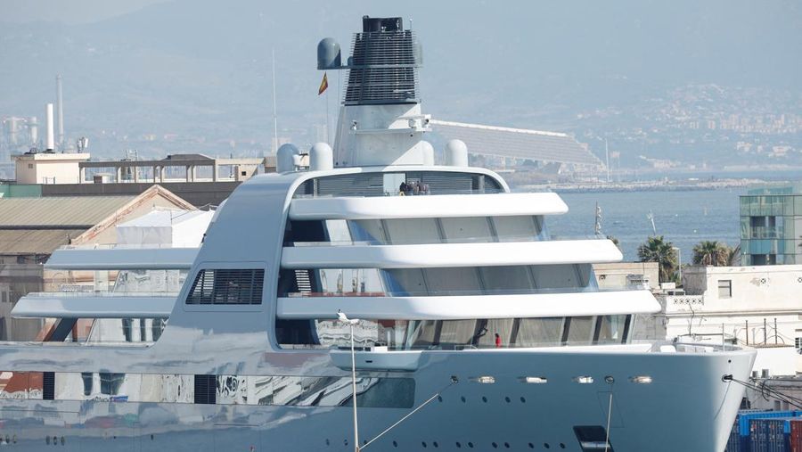Roman Abramovich's super yacht Solaris is seen at Barcelona Port in Barcelona city, Spain, March 3, 2022. REUTERS/ Albert Gea
