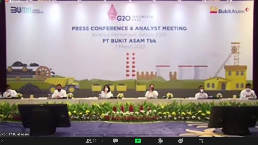 Konferensi Pers Kinerja Bukit Asam (PTBA) 2021. (Tangfkapan Layar)