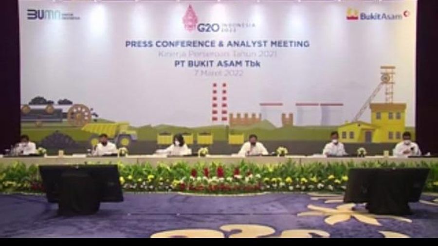 Konferensi Pers Kinerja Bukit Asam (PTBA) 2021. (Tangfkapan Layar)