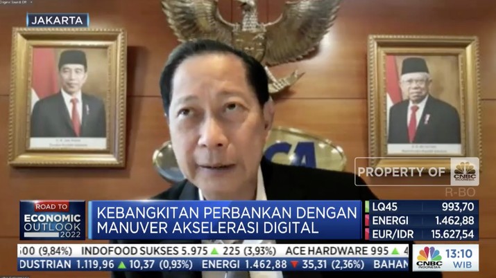 Presiden Direktur PT Bank Central Asia Tbk (BBCA) Jahja Setiaatmadja dalam acara CNBC Indonesia Banking Outlook 2022, dengan tema 'Kebangkitan Perbankan