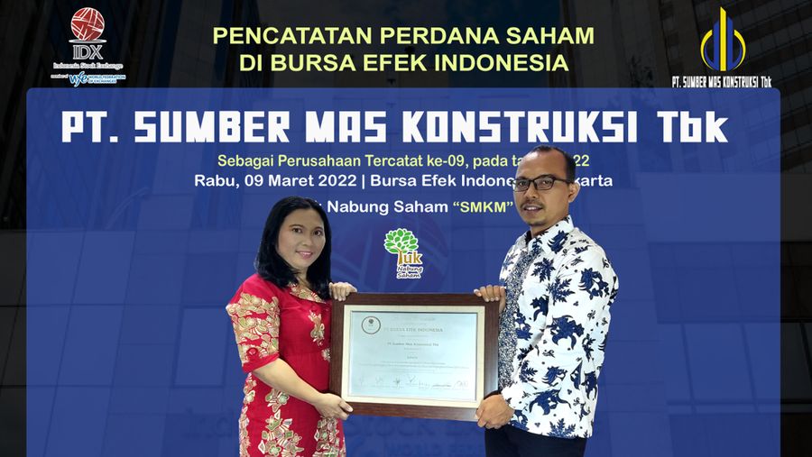 Pencatatan perdana saham PT Sumber Mas Konstruksi Tbk. (Dok Perseroan/ist)