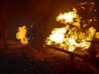 Penampakan Depot Gas Ukraina Terbakar Dihantam Rudal Rusia