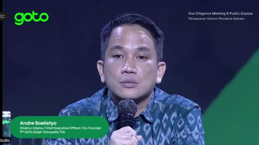 Andre Soelistyo Konferensi Pers IPO GoTo. (Tangkapan layar zoom)