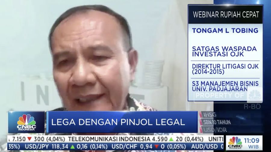 Tongam L Tobing, Ketua Satgas Waspada Investasi (SWI) OJK. (Tangkapan layar CNBC Indonesia TV)