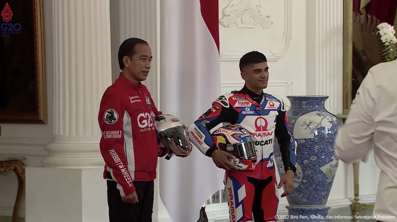 Audiensi Presiden Jokowi dengan Pembalap MotoGP, Istana Merdeka, 16 Maret 2022 (Tangkapan layar youtube Setpres RI)