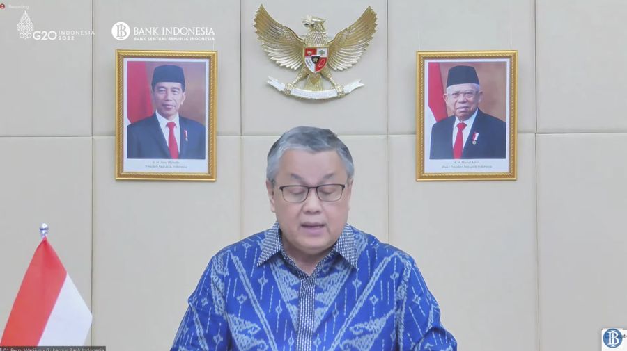 Pengumuman Hasil Rapat Dewan Gubernur Bulanan Bulan Maret 2022. (Tangkapan layar Youtube Bank Indonesia)