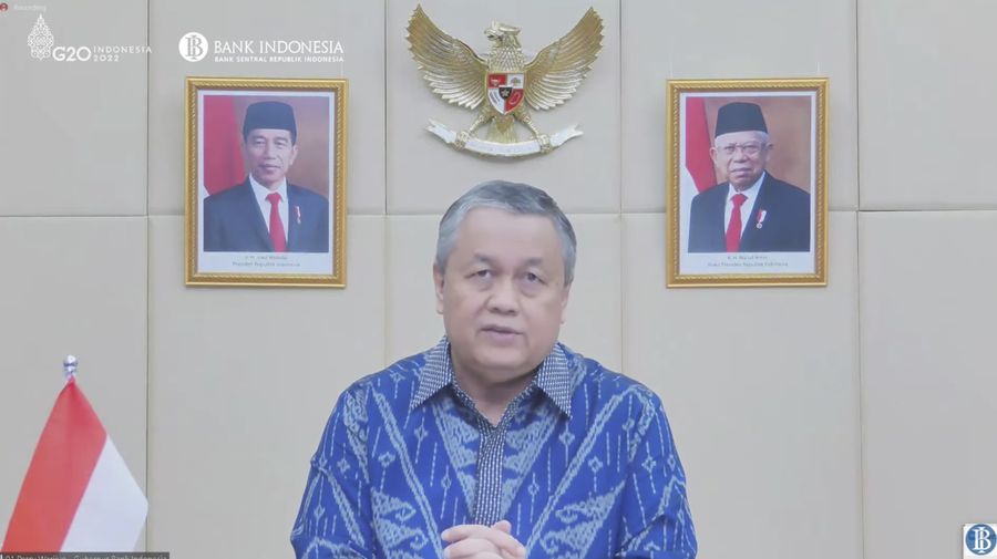 Pengumuman Hasil Rapat Dewan Gubernur Bulanan Bulan Maret 2022. (Tangkapan layar Youtube Bank Indonesia)