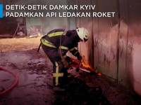 Detik-detik Damkar Kyiv Padamkan Api Ledakan Roket