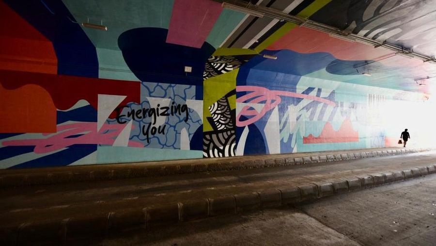 Mural di salah satu tunnel Pertamina Mandalika International Street Circuit, Lombok, Nusa Tenggara Barat (NTB).