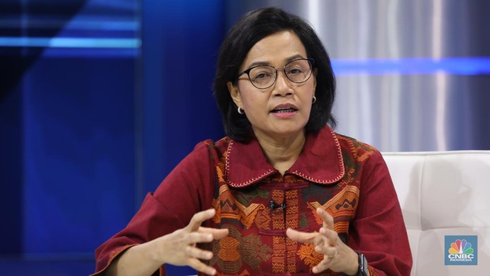 Menteri Keuangan Sri Mulyani di acara CNBC Indonesia Economic Outlook, Selasa (22/3). (CNBC Indonesia/Tri Susilo)) Menteri Keuangan Sri Mulyani di acara CNBC Indonesia Economic Outlook, Selasa (22/3). (CNBC Indonesia/Tri Susilo))