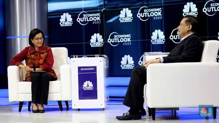 Menteri Keuangan Sri Mulyani di acara CNBC Indonesia Economic Outlook, Selasa (22/3). (CNBC Indonesia/Tri Susilo) Menteri Keuangan Sri Mulyani di acara CNBC Indonesia Economic Outlook, Selasa (22/3). (CNBC Indonesia/Tri Susilo)