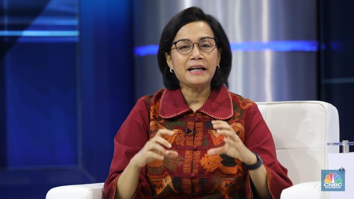Menteri Keuangan Sri Mulyani di acara CNBC Indonesia Economic Outlook, Selasa (22/3). (CNBC Indonesia/Tri Susilo)) Menteri Keuangan Sri Mulyani di acara CNBC Indonesia Economic Outlook, Selasa (22/3). (CNBC Indonesia/Tri Susilo))