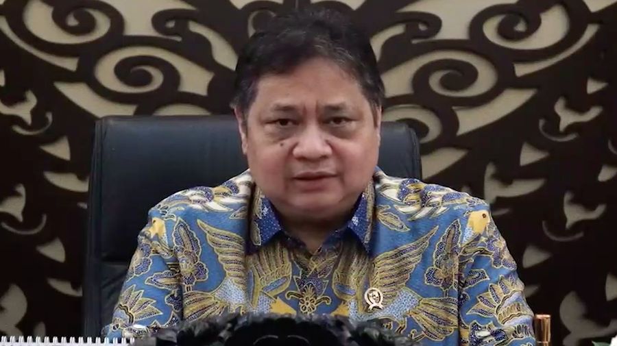 Menteri Koordinator bidang Perekonomian Airlangga Hartarto Saat Memberikan pada CNBC Indonesia Economic Outlook 2022. (Tangkapan Layar)