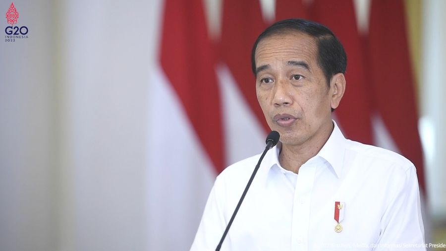 Presiden Joko Widodo (Jokowi) Memberikan Keynote speech pada CNBC Indonesia Economic Outlook 2022 dari Istana Bogor, Selasa (22/3/2022). (Tangkapan Layar)